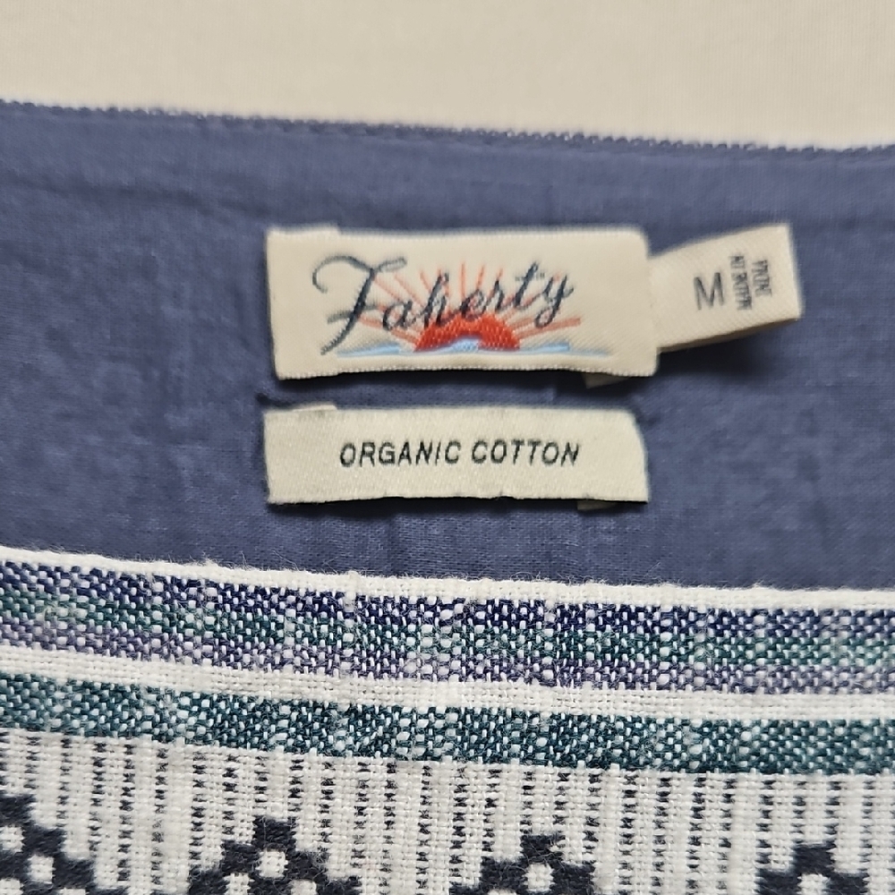Faherty Organic Cotton Shift Dress Medium Blue Coastal Cottagecore - Picture 2 of 10